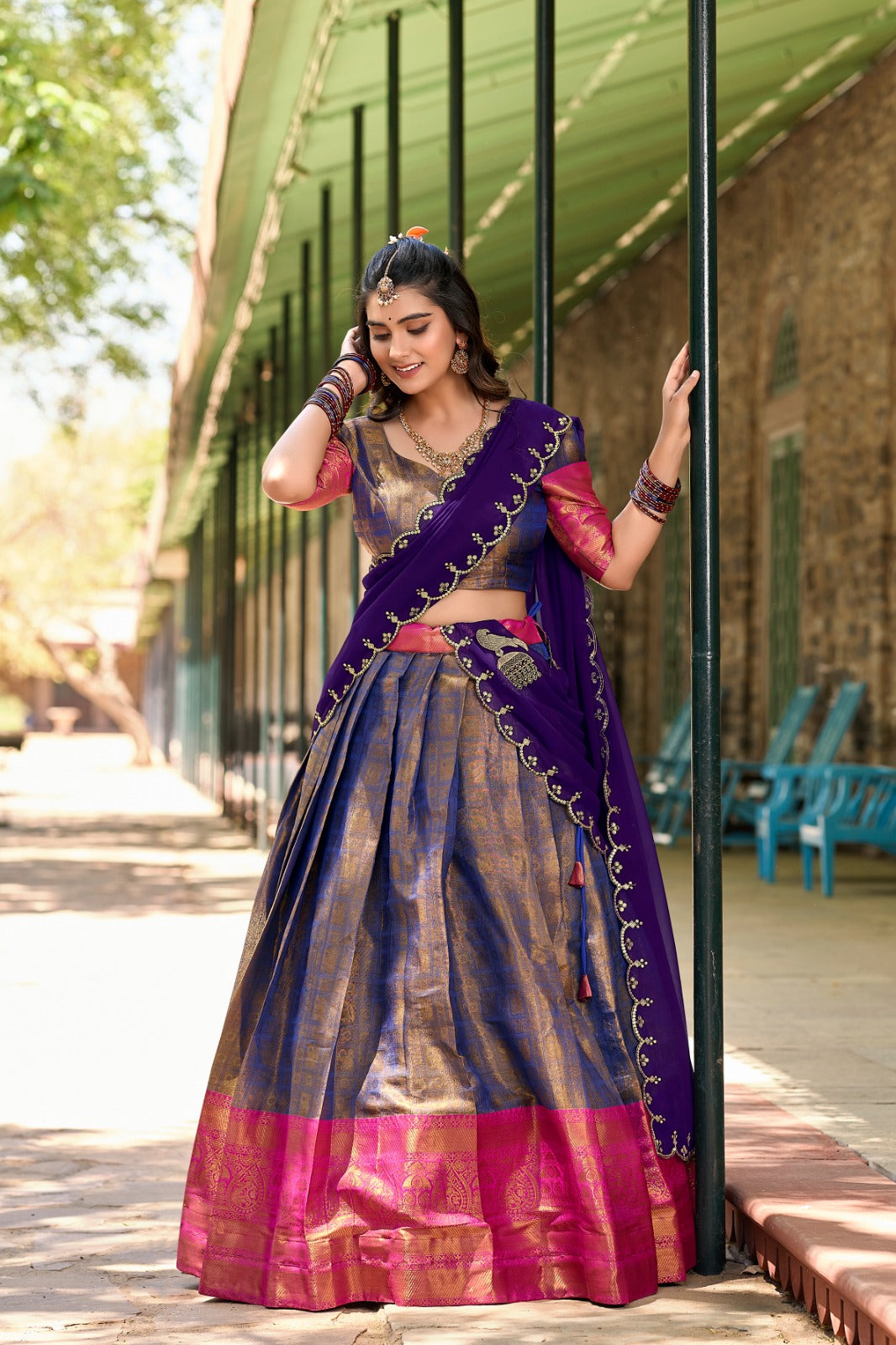 Designer Exclusive Pure Kanjivaram store Silk Half Saree Lehenga Choli with Embroidery Work, Party & Wedding wear Pure Banarasi Silk Lehenga Choli