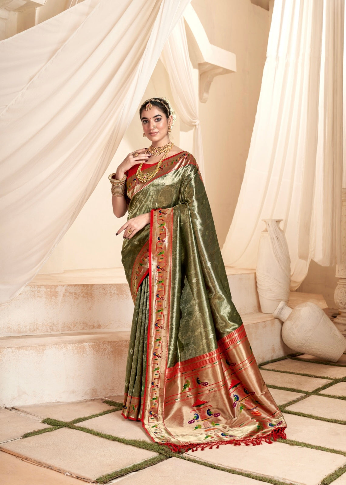 Beautiful Designer Wedding Wear Latest Soft Tissue Silk Saree