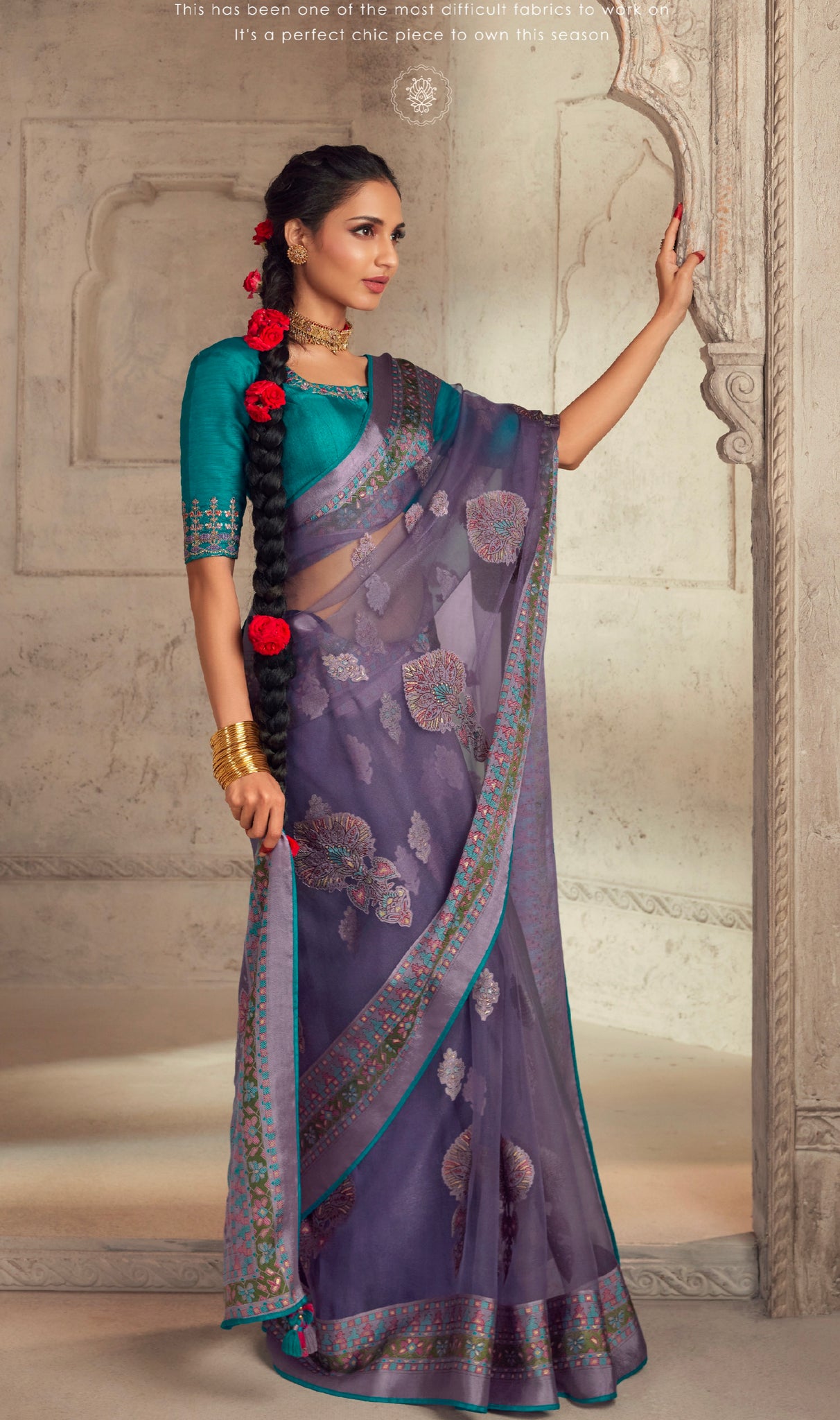 Beautiful Designer Wedding Wear Latest Soft Brasso Organza Saree