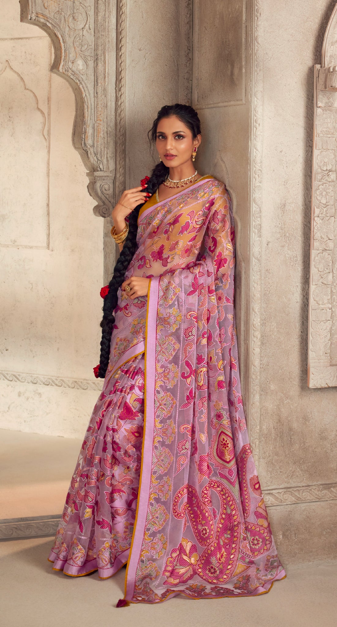 Beautiful Designer Wedding Wear Latest Soft Brasso Organza Saree