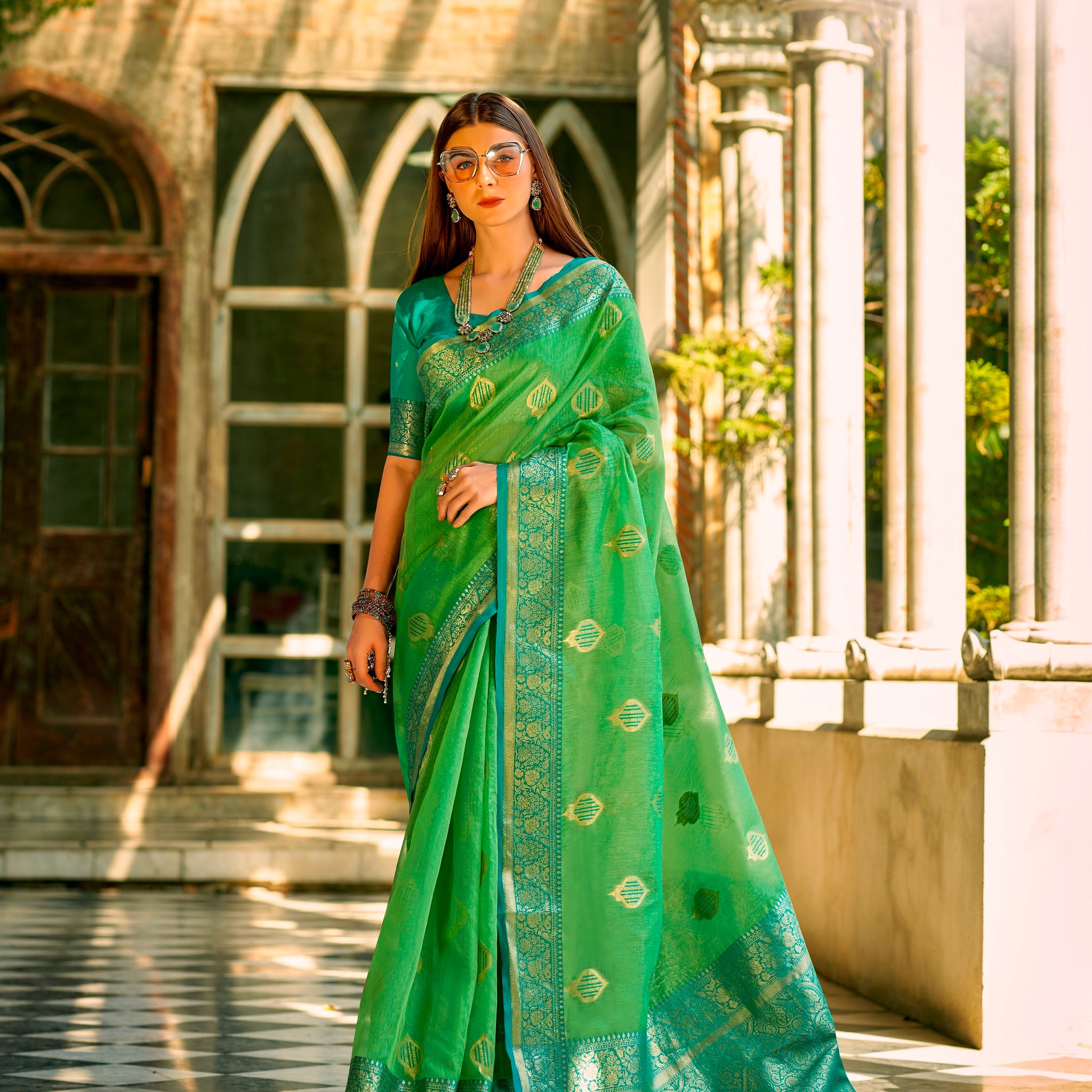 Beautiful Designer Occasion Wear Tissue Silk Saree