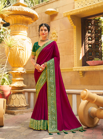 Beautiful Designer Festive Wear Vichitra Silk Saree