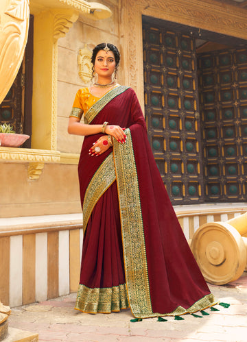 Beautiful Designer Festive Wear Vichitra Silk Saree