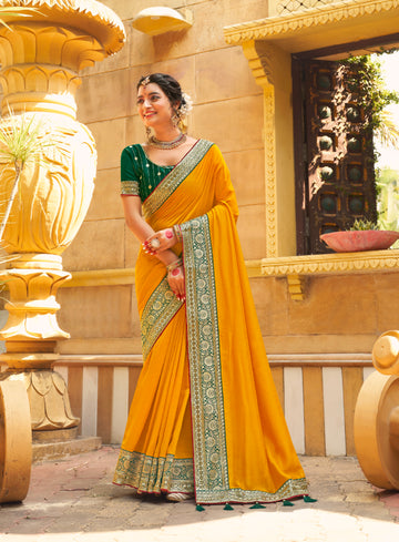 Beautiful Designer Festive Wear Vichitra Silk Saree