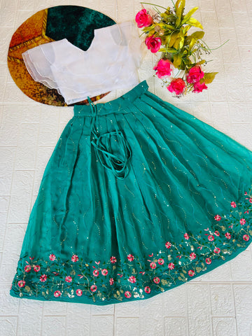 Beautiful Designer Georgette with Sequence Kid's Crop Top Dress