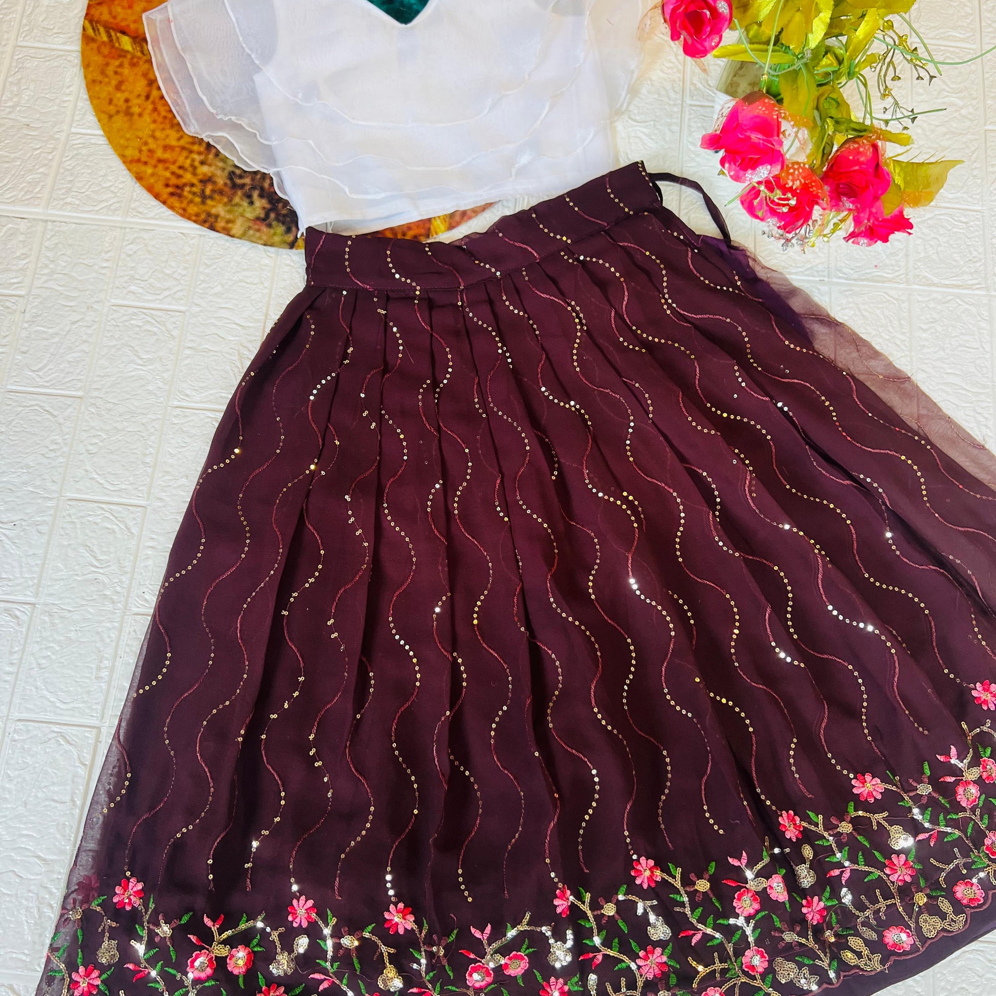 Beautiful Designer Georgette with Sequence Kid's Crop Top Dress