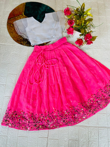 Beautiful Designer Georgette with Sequence Kid's Crop Top Dress