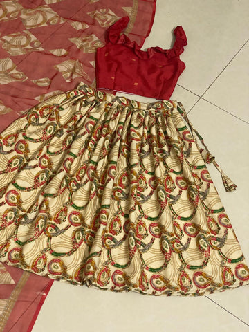 Beautiful Designer Soft Georgette Kid's Top with Lehenga Dress