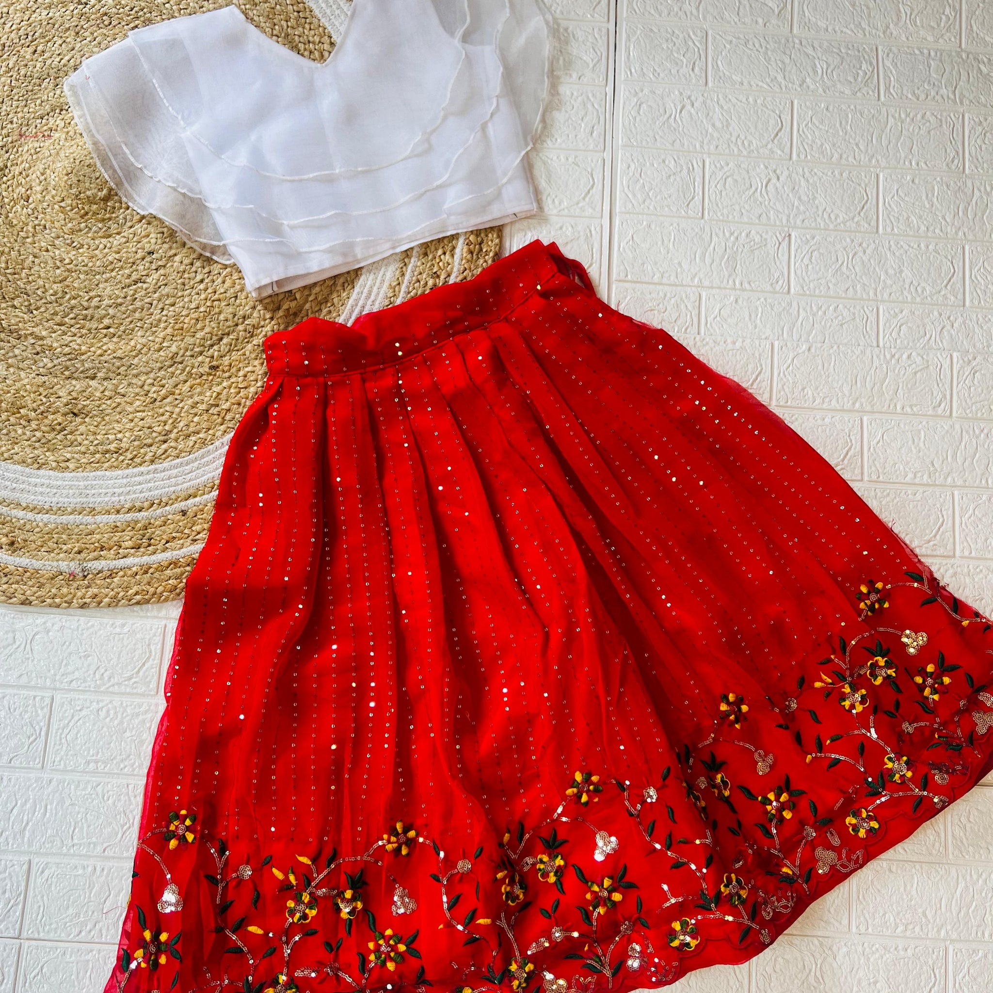 Beautiful Designer Soft Georgette Kid's Top with Lehenga Dress