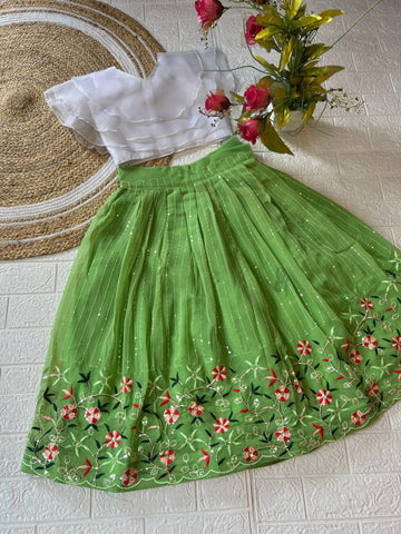 Beautiful Designer Soft Georgette Kid's Top with Lehenga Dress