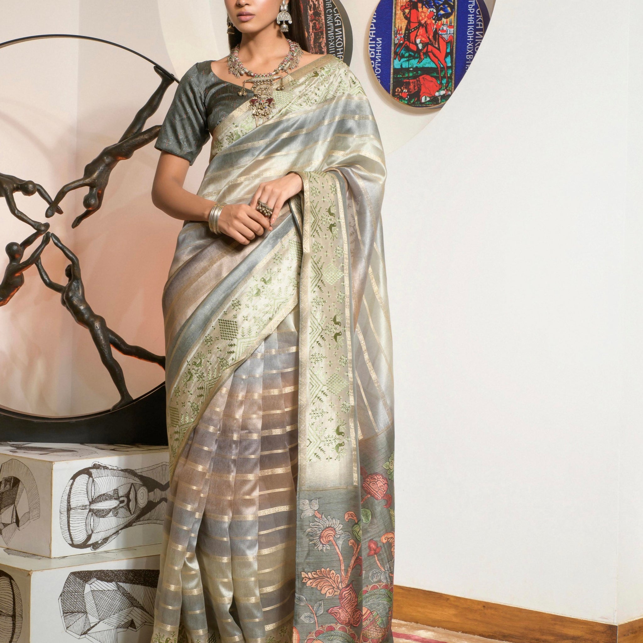 Beautiful Designer Occasion Wear Kora Silk With Digital Print Saree