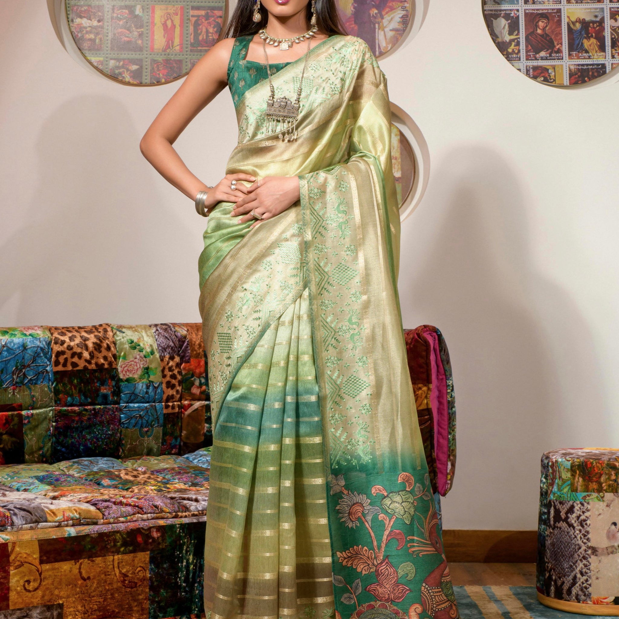 Beautiful Designer Occasion Wear Kora Silk With Digital Print Saree