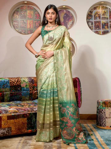 Beautiful Designer Occasion Wear Kora Silk With Digital Print Saree