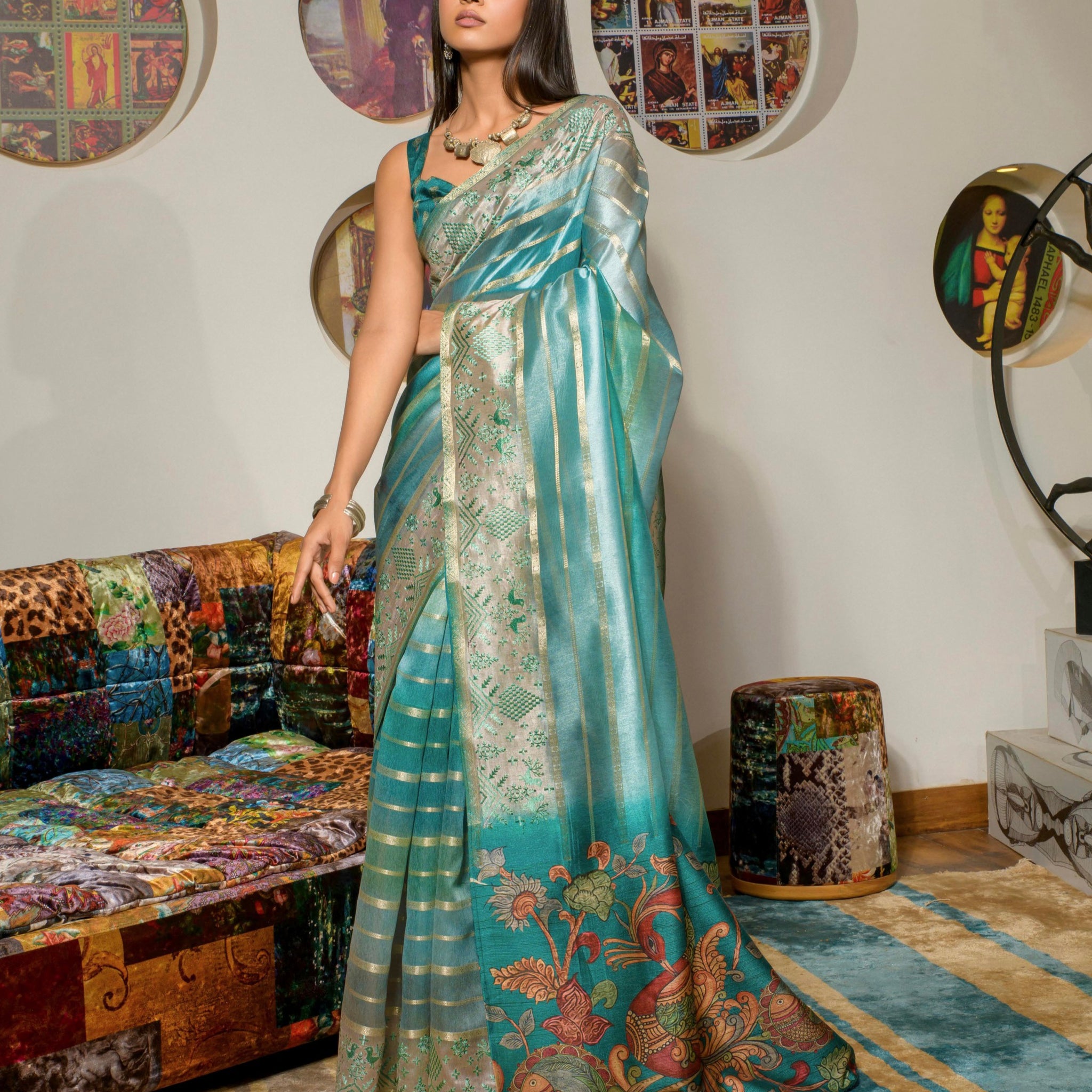 Beautiful Designer Occasion Wear Kora Silk With Digital Print Saree