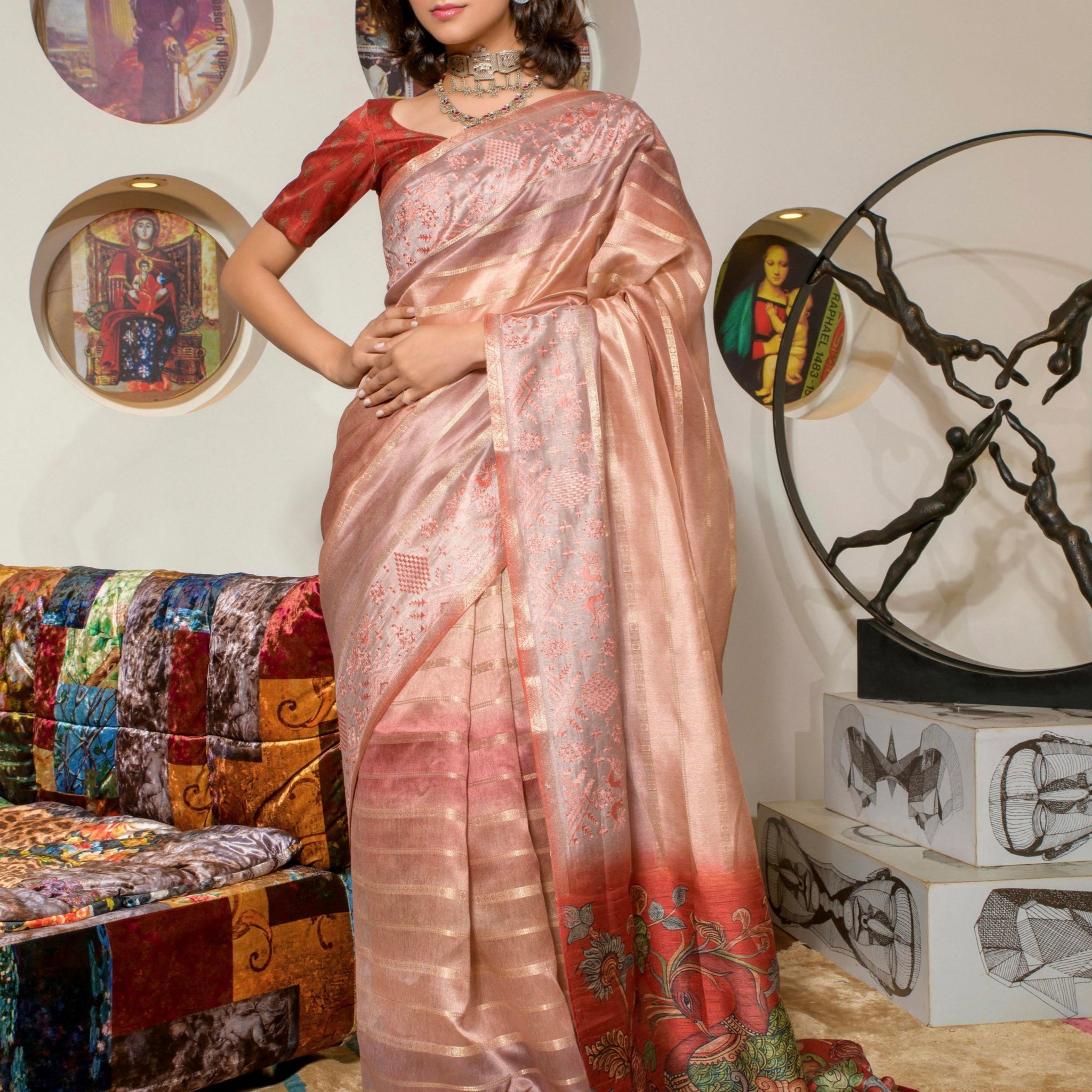 Beautiful Designer Occasion Wear Kora Silk With Digital Print Saree