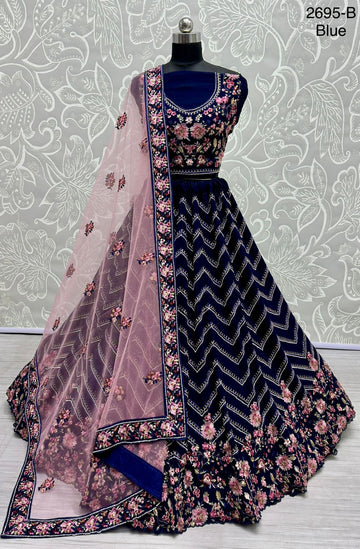 Beautiful Designer Bridal Pure Georgette With Sequence Lehenga Choli