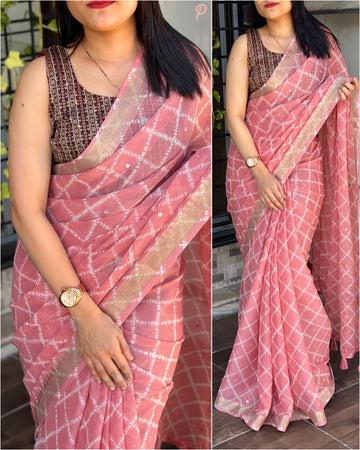 Beautiful Designer Soft Pure Chiffon Saree