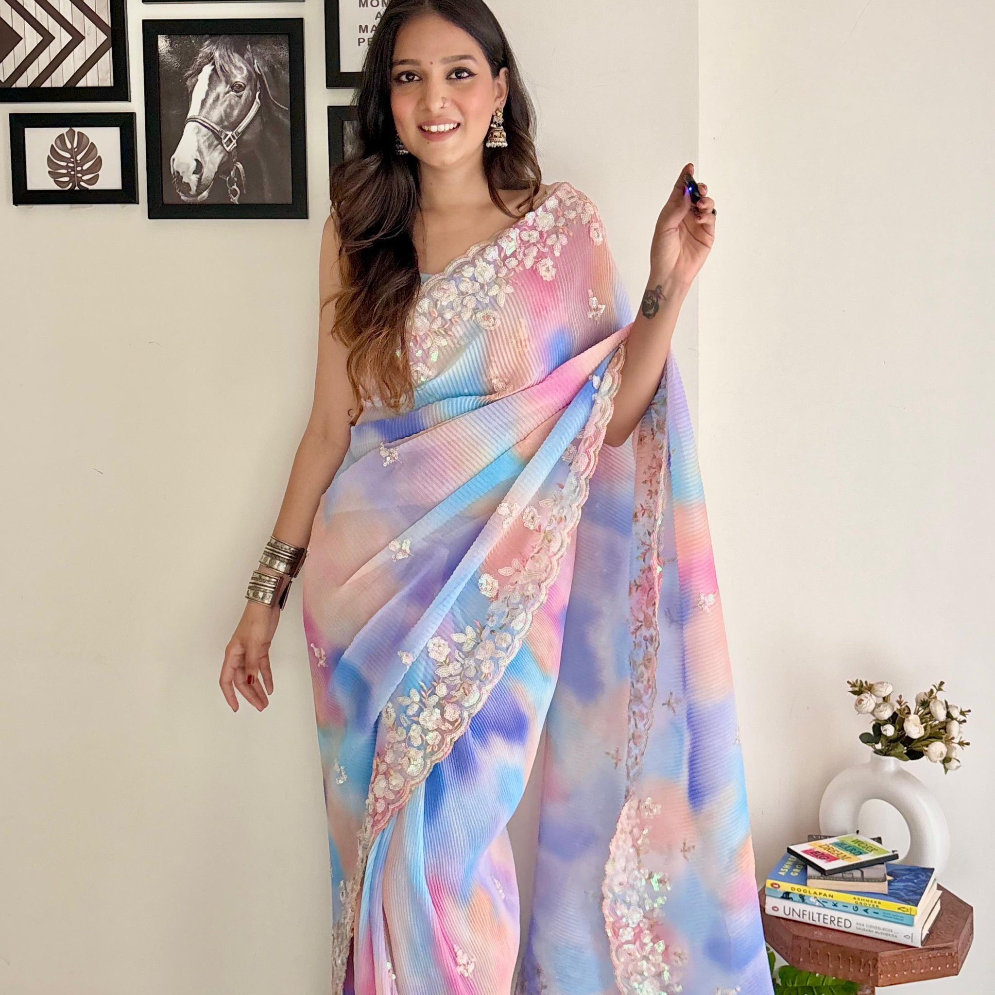 Georgette Sequanc Saree