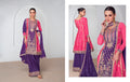 Purple and pink Chinnon Silk palazzo suit with embroidery.