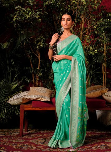 Beautiful Designer Wedding Wear Pure Viscose Dola Silk Saree