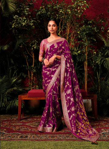 Beautiful Designer Wedding Wear Pure Viscose Dola Silk Saree