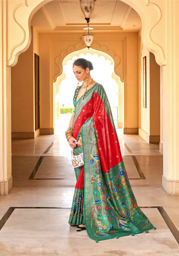 Beautiful Designer Wedding Wear Pv Silk With Paithani Design Saree