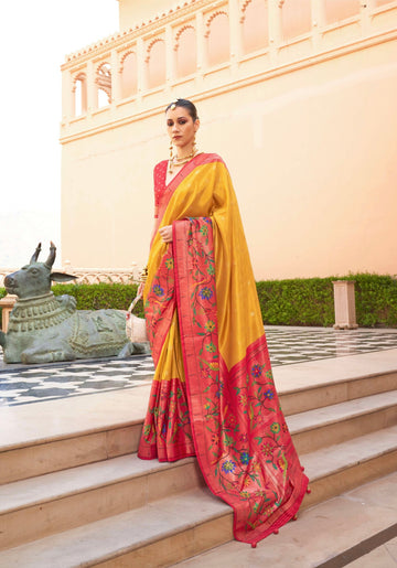 Beautiful Designer Wedding Wear Pv Silk With Paithani Design Saree