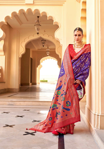 Beautiful Designer Wedding Wear Pv Silk With Paithani Design Saree