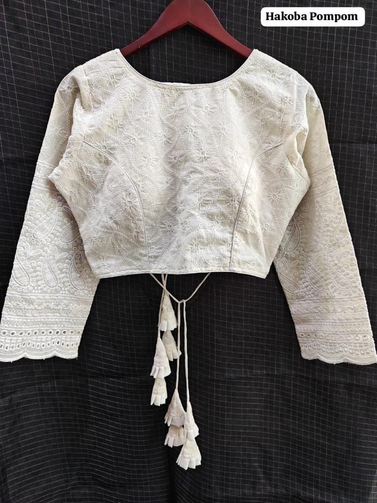 Beautiful Designer Readymade Hakoba Pompom Blouse