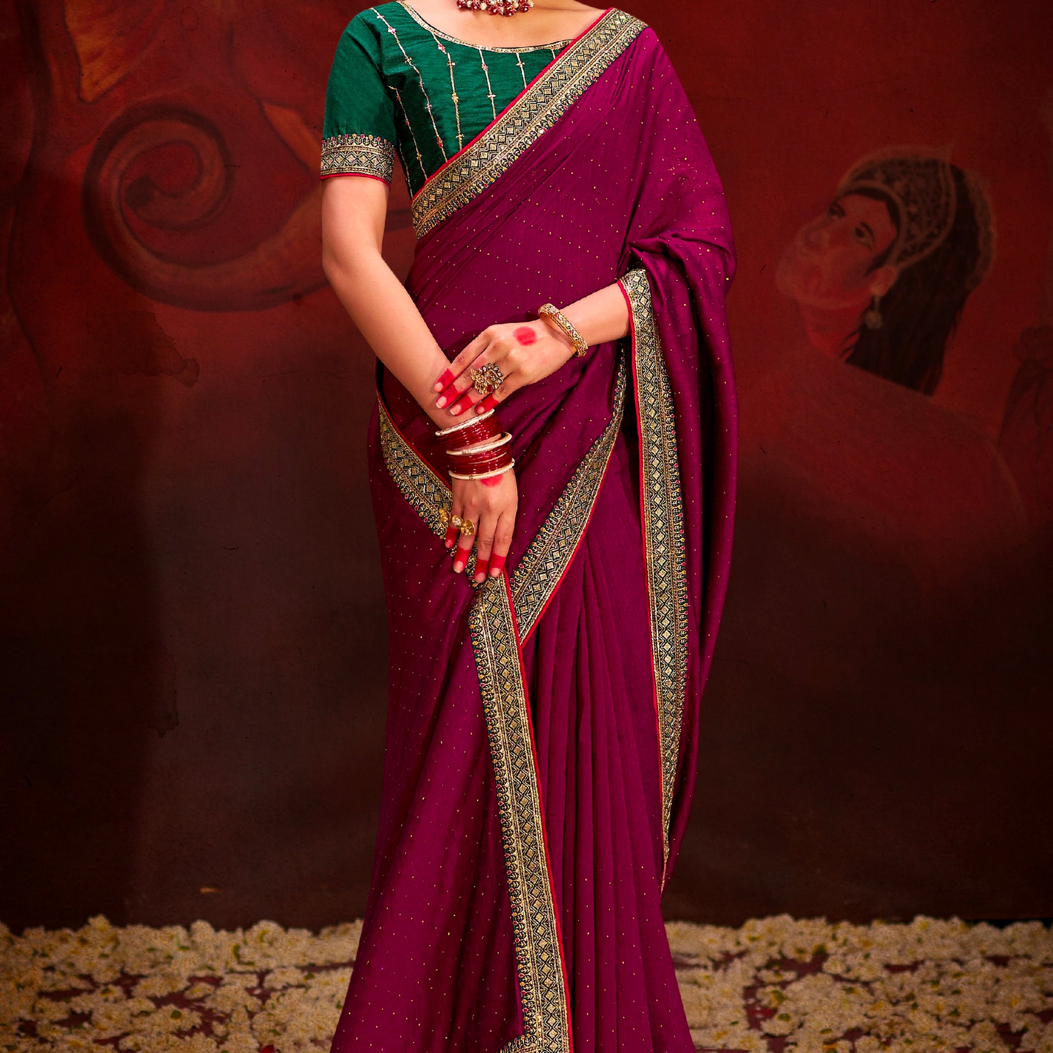 Beautiful Designer Occasion Wear Heavy Vichitra Silk Saree