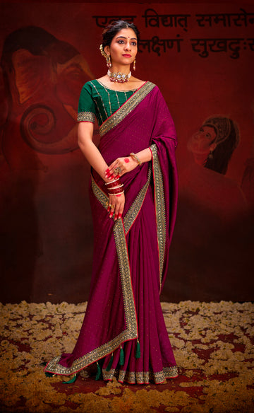 Beautiful Designer Occasion Wear Heavy Vichitra Silk Saree