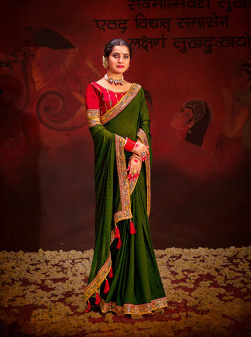 Beautiful Designer Occasion Wear Heavy Vichitra Silk Saree