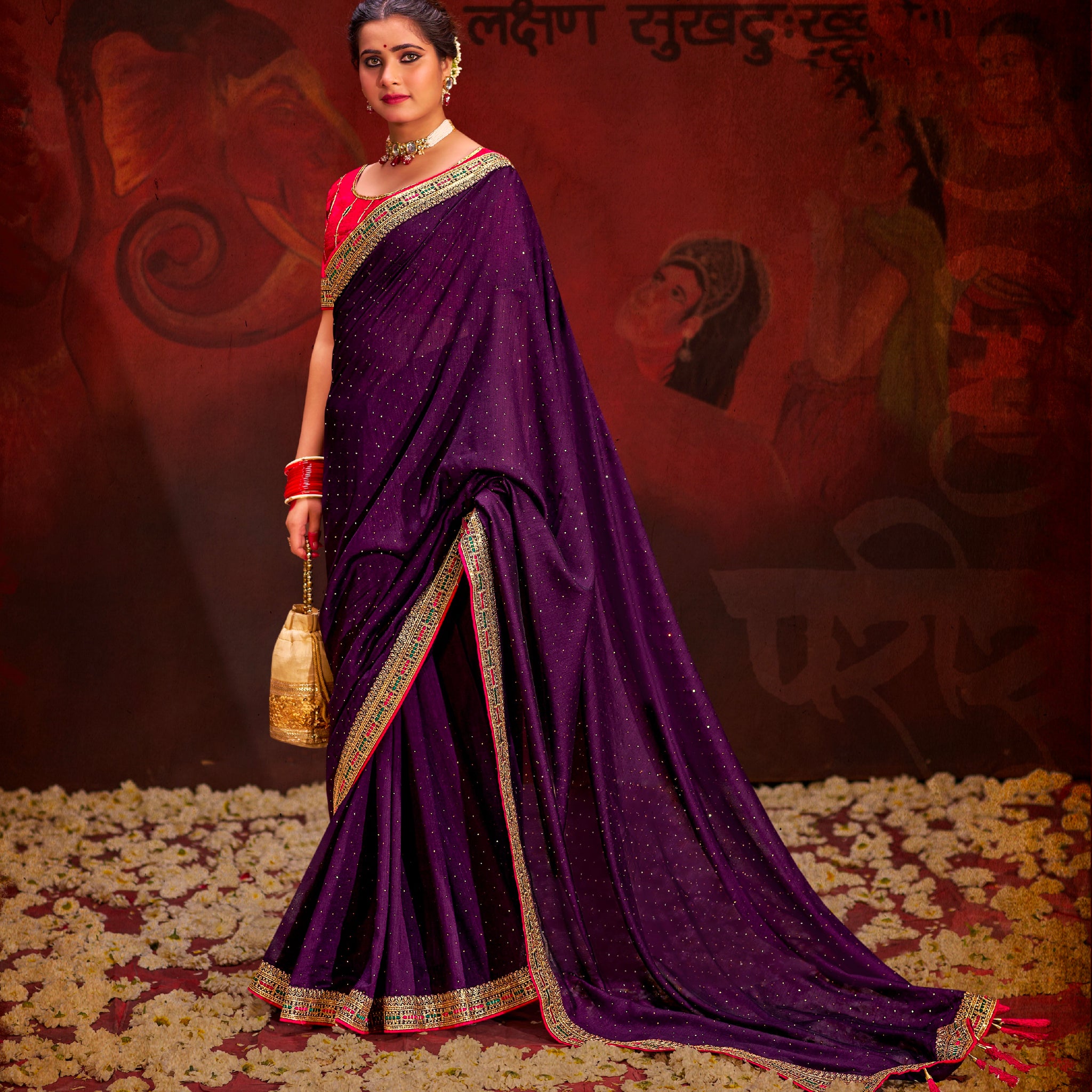 Beautiful Designer Occasion Wear Heavy Vichitra Silk Saree