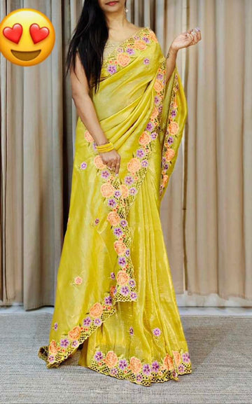 Beautiful Designer Party Wear Soft Crush Tussar Saree