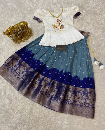 Beautiful Designer Party Wear Soft Dola Silk Kid's Lehenga Choli