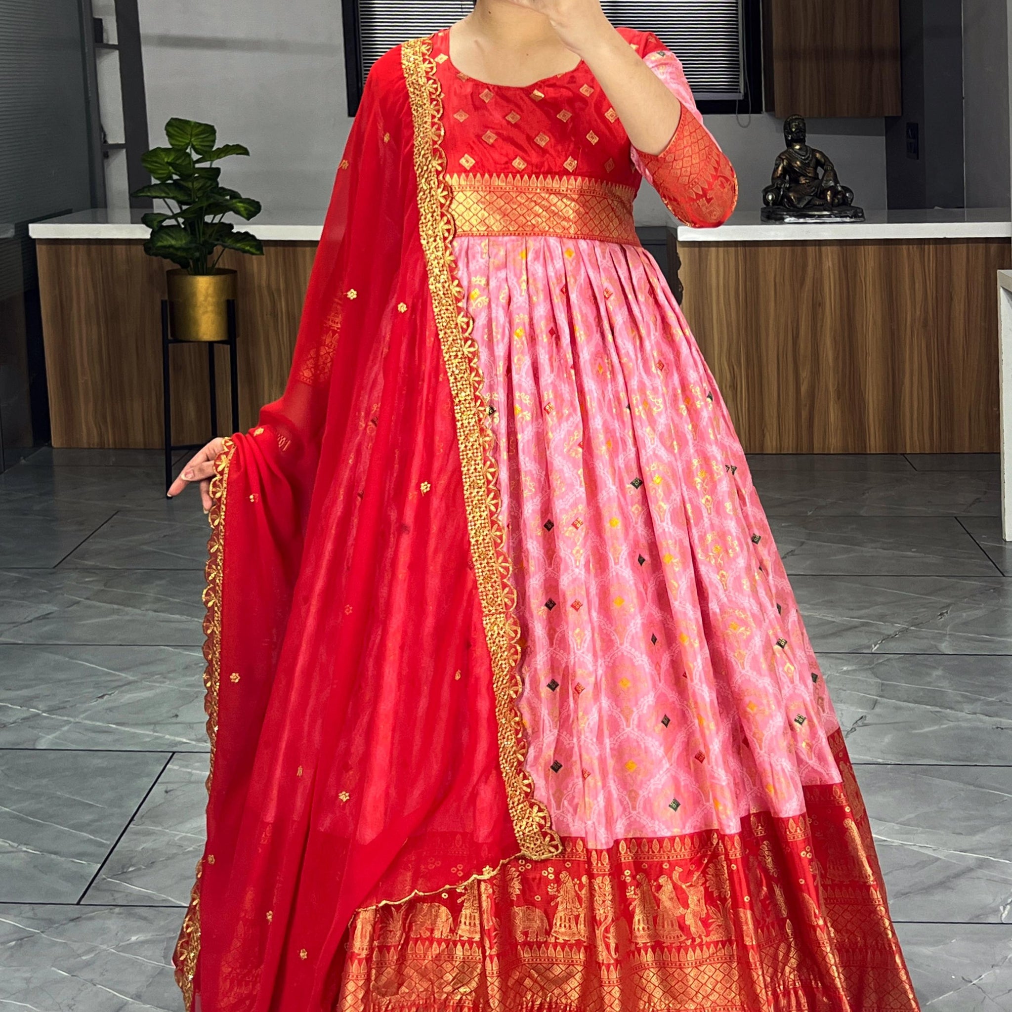 Beautiful Designer Soft Dola Silk Party Wear Gown