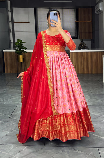 Beautiful Designer Soft Dola Silk Party Wear Gown