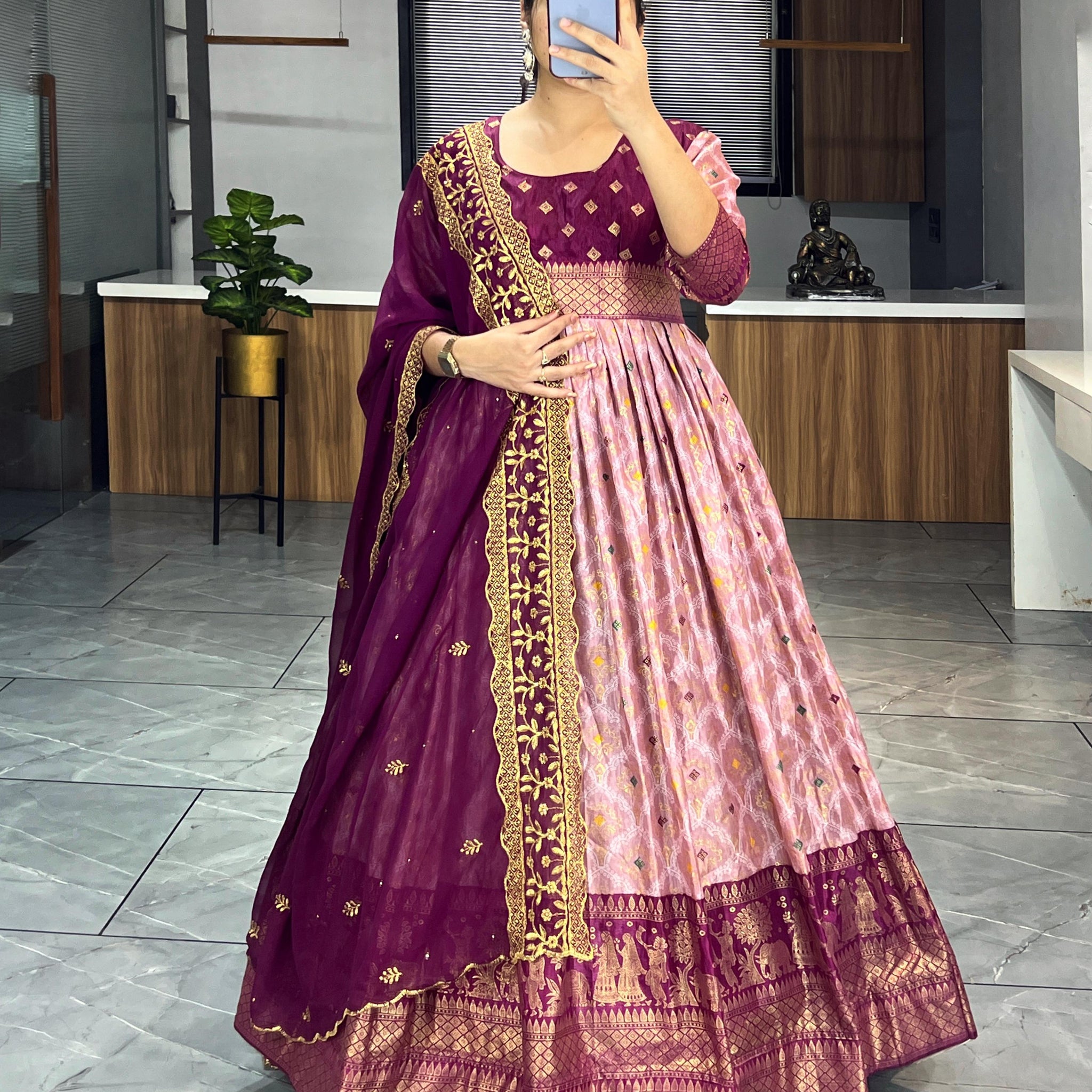 Beautiful Designer Soft Dola Silk Party Wear Gown