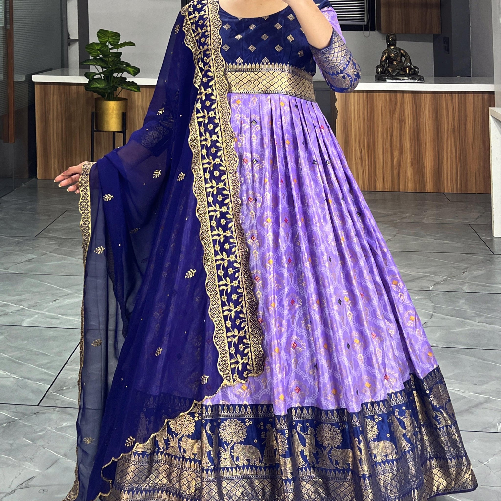 Beautiful Designer Soft Dola Silk Party Wear Gown