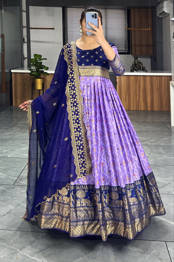 Beautiful Designer Soft Dola Silk Party Wear Gown