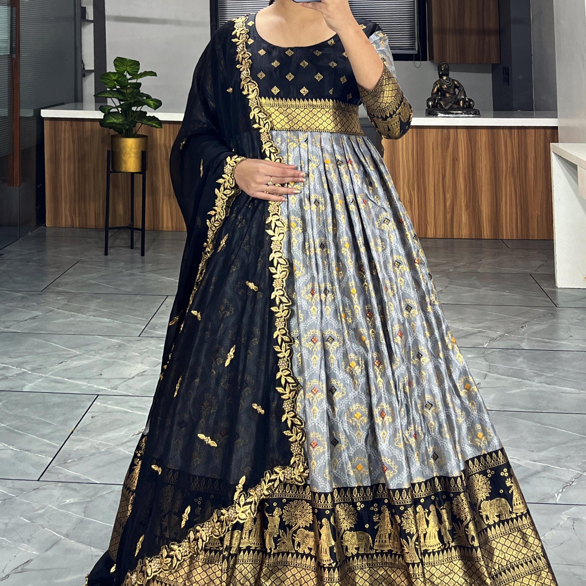 Beautiful Designer Soft Dola Silk Party Wear Gown