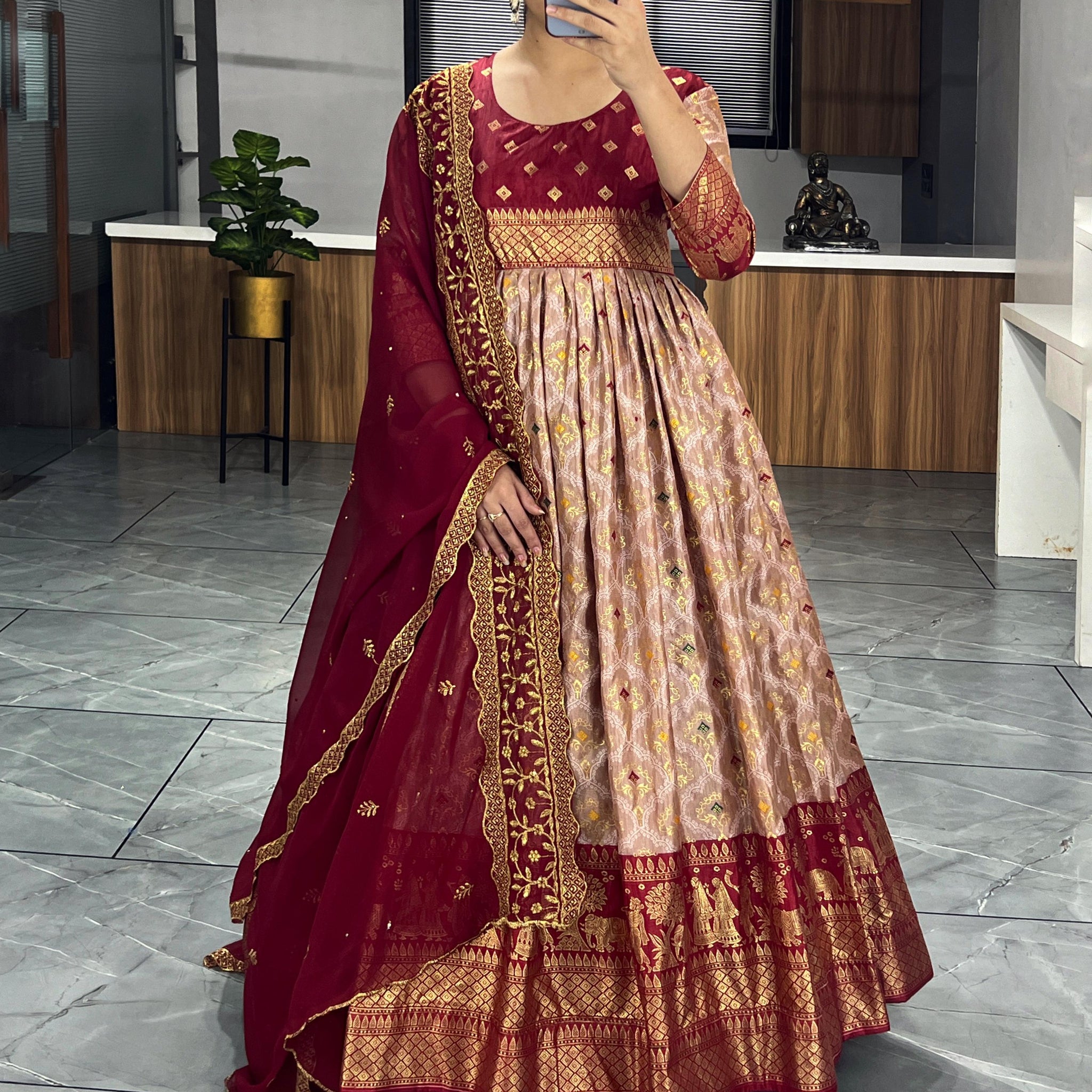 Beautiful Designer Soft Dola Silk Party Wear Gown