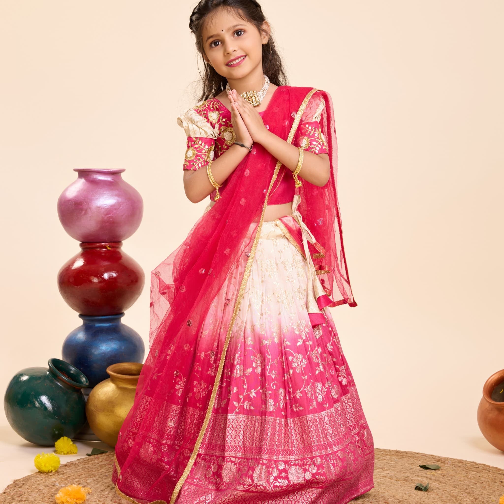 Beautiful Designer Party Wear Soft Mono Silk Kid's Lehenga Choli