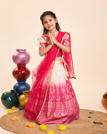 Beautiful Designer Party Wear Soft Mono Silk Kid's Lehenga Choli