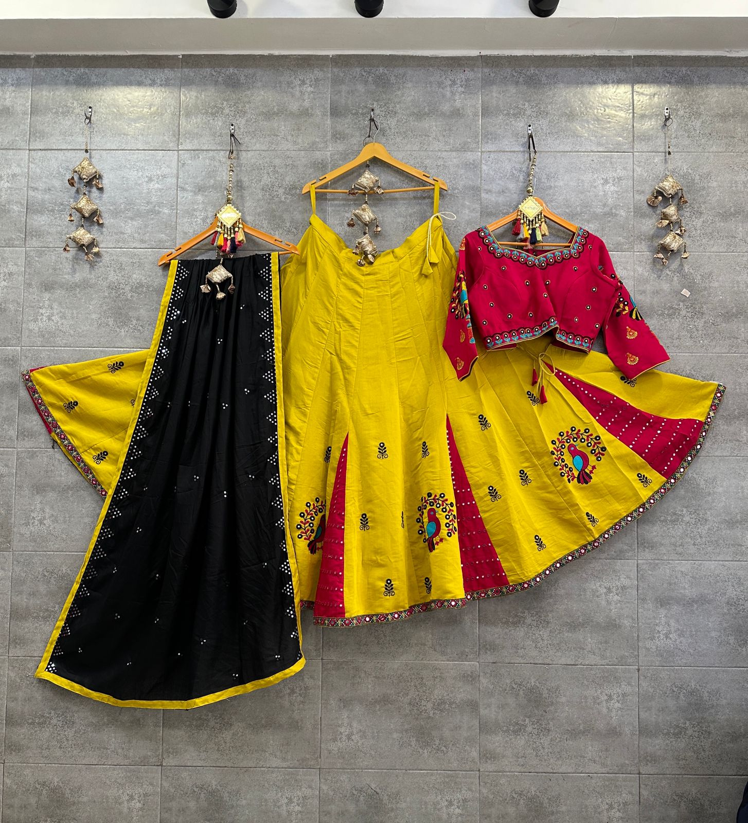 Beautiful Designer Navratri Cotton Gamthi Work Chaniya Choli