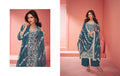 Blue Organza Silk Palazzo Suit with Embroidered Dupatta