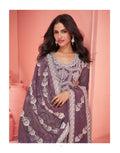 Purple Organza Silk Palazzo Suit with Embroidered Dupatta