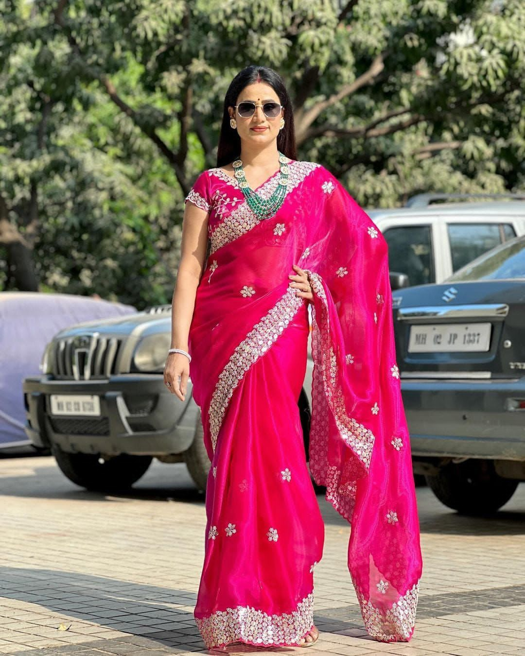 Beautiful Designer Soft Pure Soft Zimmy Choo Sequanc Saree