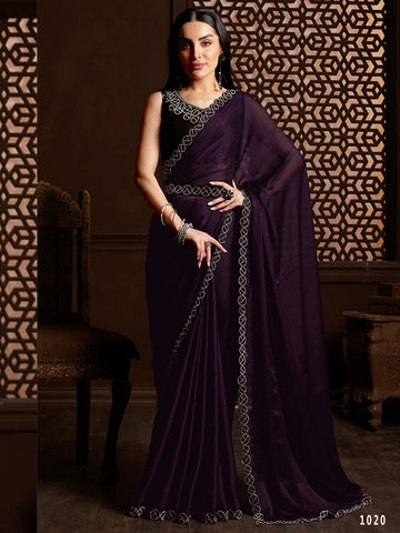 Beautiful Designer Casual Wear Aafreen Pure Satin Georgette Saree