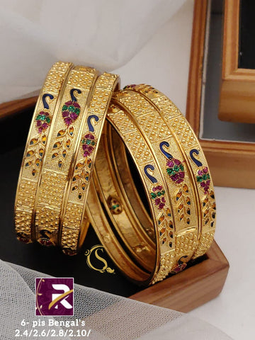 Beautiful Designer Superhit Brass High Gold Antique 6 Pcs Bangles